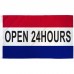 Open 24 Hours Patriotic 3' x 5' Polyester Flag, Pole and Mount