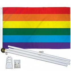 Rainbow Gay Pride 3' x 5' Polyester Flag, Pole and Mount