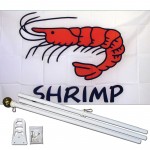 Shrimp White 3' x 5' Polyester Flag, Pole and Mount