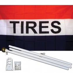 Tires 3' x 5' Polyester Flag, Pole and Mount
