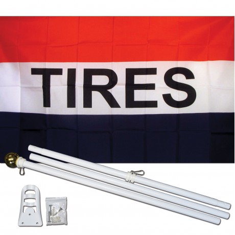 Tires 3' x 5' Polyester Flag, Pole and Mount