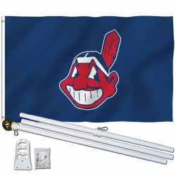 Cleveland Indians 3' x 5' Polyester Flag, Pole and Mount