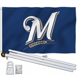 Milwaukee Brewers 3' x 5' Polyester Flag, Pole and Mount
