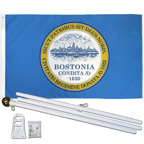 Boston City Bostonia 3' x 5' Polyester Flag, Pole and Mount