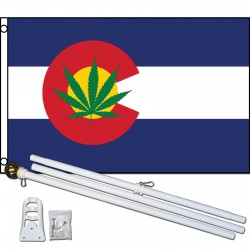 Colorado State Marijuana 3' x 5' Polyester Flag, Pole and Mount