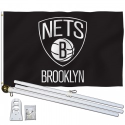 Brooklyn Nets 3' x 5' Polyester Flag, Pole and Mount