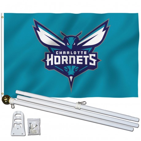 Charlotte Hornets 3' x 5' Polyester Flag, Pole and Mount