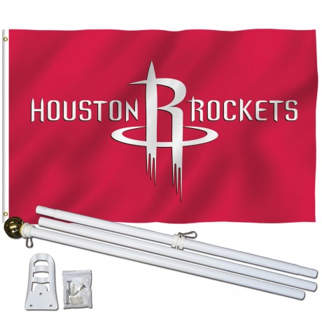 Houston Rockets 3' x 5' Polyester Flag, Pole and Mount