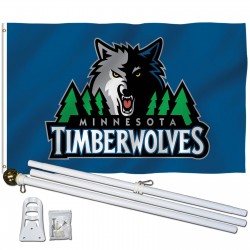 Minnesota Timberwolves 3' x 5' Polyester Flag, Pole and Mount