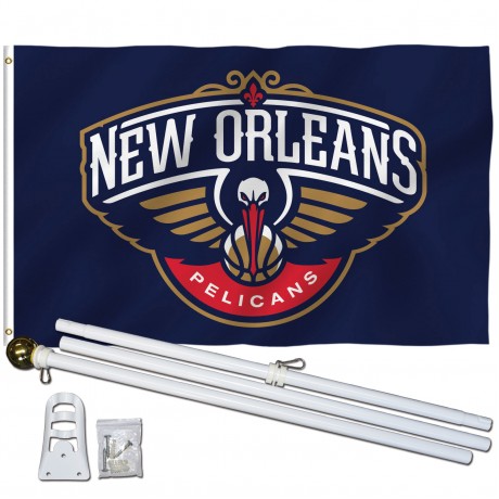 New Orleans Pelicans 3' x 5' Polyester Flag, Pole and Mount