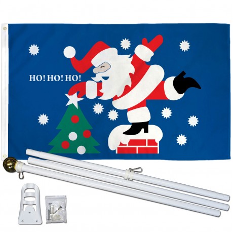 Santa Ho Ho Ho 3' x 5' Polyester Flag, Pole and Mount