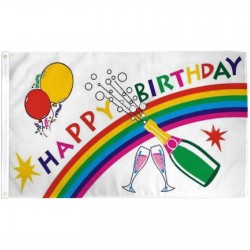 Happy Birthday Rainbow 3' x 5' Polyester Flag