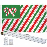 Christmas USA Candy Canes 3' x 5' Polyester Flag, Pole and Mount