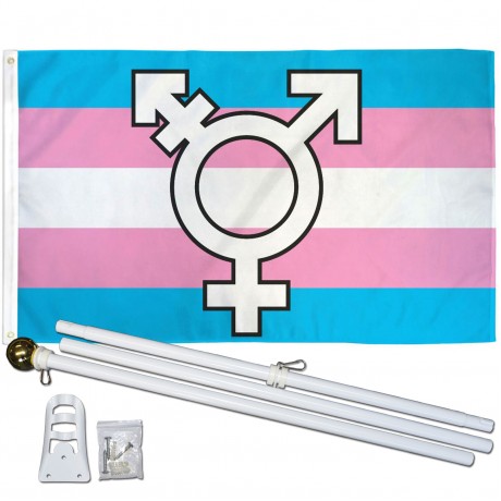Transgender Symbol Pride 3' x 5' Polyester Flag, Pole and Mount