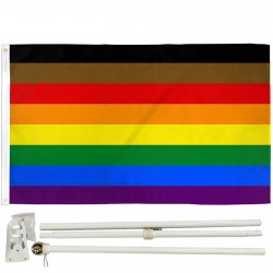 Philly Rainbow Pride 3' x 5' Polyester Flag, Pole and Mount