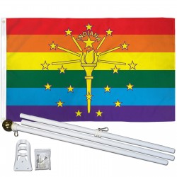Indiana Rainbow Pride 3' x 5' Polyester Flag, Pole and Mount