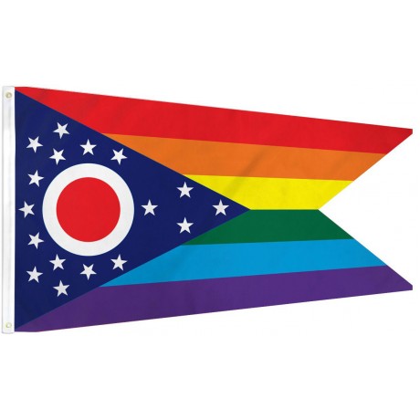 Ohio Rainbow Pride 3' x 5' Polyester Flag