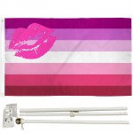 Lipstick Lesbian Pride 3' x 5' Polyester Flag, Pole and Mount