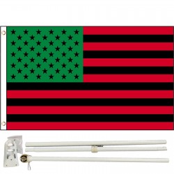 Afro American USA 3' x 5' Polyester Flag, Pole and Mount