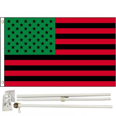 Afro American USA 3' x 5' Polyester Flag, Pole and Mount