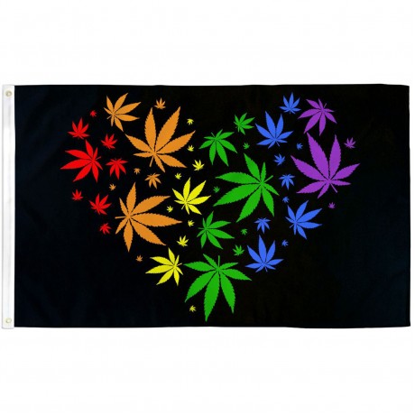 Marijuana Love Rainbow 3' x 5' Polyester Flag