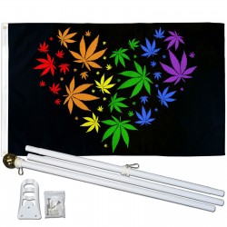 Marijuana Love Rainbow 3' x 5' Polyester Flag, Pole and Mount