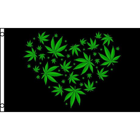 Marijuana Love Black Green 3' x 5' Polyester Flag