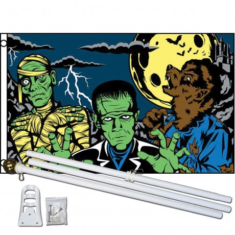 Fright Night 3' x 5' Polyester Flag, Pole and Mount