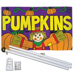 Pumpkins Scarecrow 3' x 5' Polyester Flag, Pole and Mount