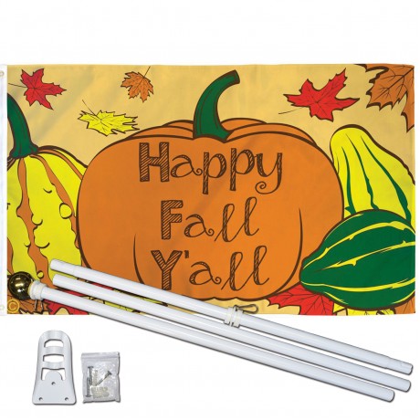 Happy Fall Y'all 3' x 5' Polyester Flag, Pole and Mount