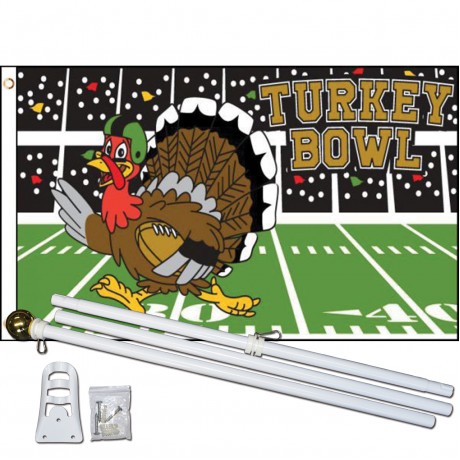 Turkey Bowl Football 3' x 5' Polyester Flag, Pole and Mount