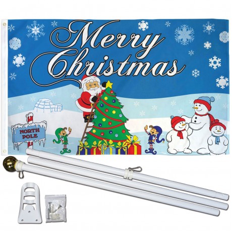 Merry Christmas North Pole 3' x 5' Polyester Flag, Pole and Mount