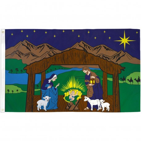 Nativity Scene Christmas 3' x 5' Polyester Flag