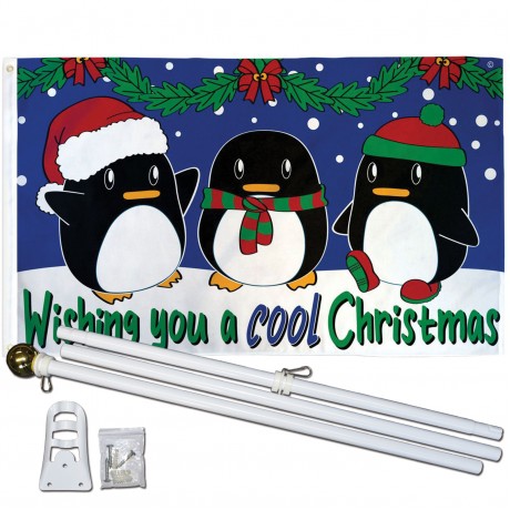 Wishing You A Cool Christmas 3' x 5' Polyester Flag, Pole and Mount