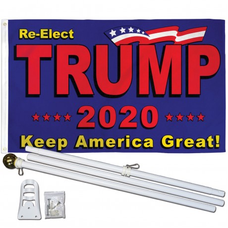 Trump 2020 Keep America Great 3' x 5' Polyester Flag, Pole and Mount