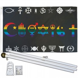 Coexist Rainbow 3' x 5' Polyester Flag, Pole and Mount