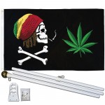 Joint Rasta Crossbones 3' x 5' Polyester Flag, Pole and Mount