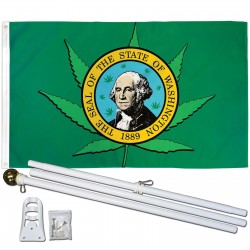 Washington State Pot Leaf 3' x 5' Polyester Flag, Pole and Mount
