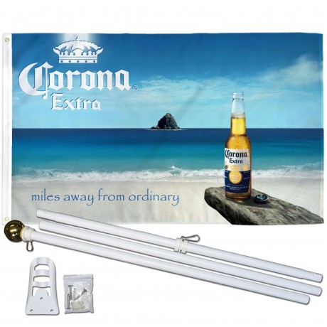Corona Extra Miles Away 3' x 5' Polyester Flag, Pole and Mount