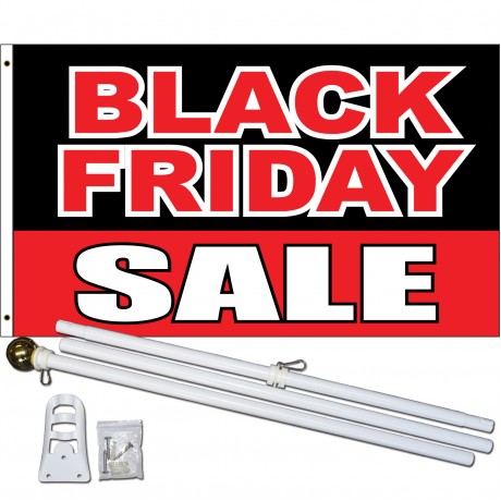 Black Friday Sale Black Red 3' x 5' Polyester Flag, Pole and Mount