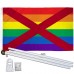Alabama Rainbow Pride 3 'x 5' Polyester Flag, Pole and Mount
