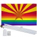 Arizona Rainbow Pride 3 'x 5' Polyester Flag, Pole and Mount