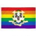 Connecticut Rainbow Pride 3 'x 5' Polyester Flag, Pole and Mount