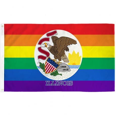 Illinois Rainbow Pride 3 'x 5' Polyester Flag