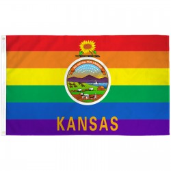 Kansas Rainbow Pride 3 'x 5' Polyester Flag