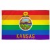 Kansas Rainbow Pride 3 'x 5' Polyester Flag, Pole and Mount