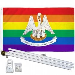 Louisiana Rainbow Pride 3 'x 5' Polyester Flag, Pole and Mount