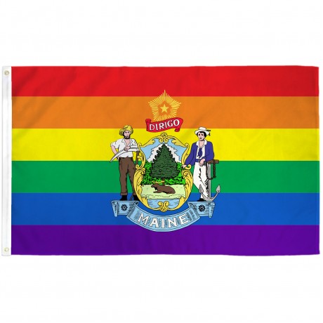 Maine Rainbow Pride 3 'x 5' Polyester Flag