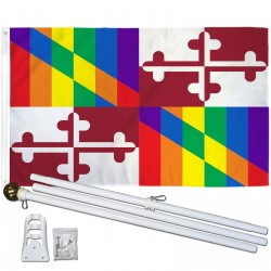 Maryland Rainbow Pride 3 'x 5' Polyester Flag, Pole and Mount