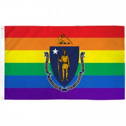 Massachusetts Rainbow Pride 3 'x 5' Polyester Flag